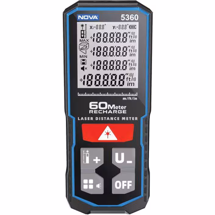 متر لیزری 60 متری شارژی نور قرمز نووا NOVA مدل 5360