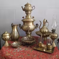 سماور ذغالی4لیتر مدل استکانی رنگ آنتیک و نانو شده