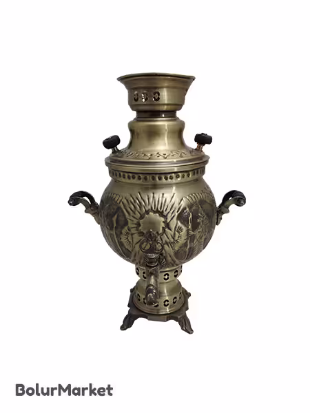 سماورذغالی انتیک شیروخورشید توپی 4لیتری