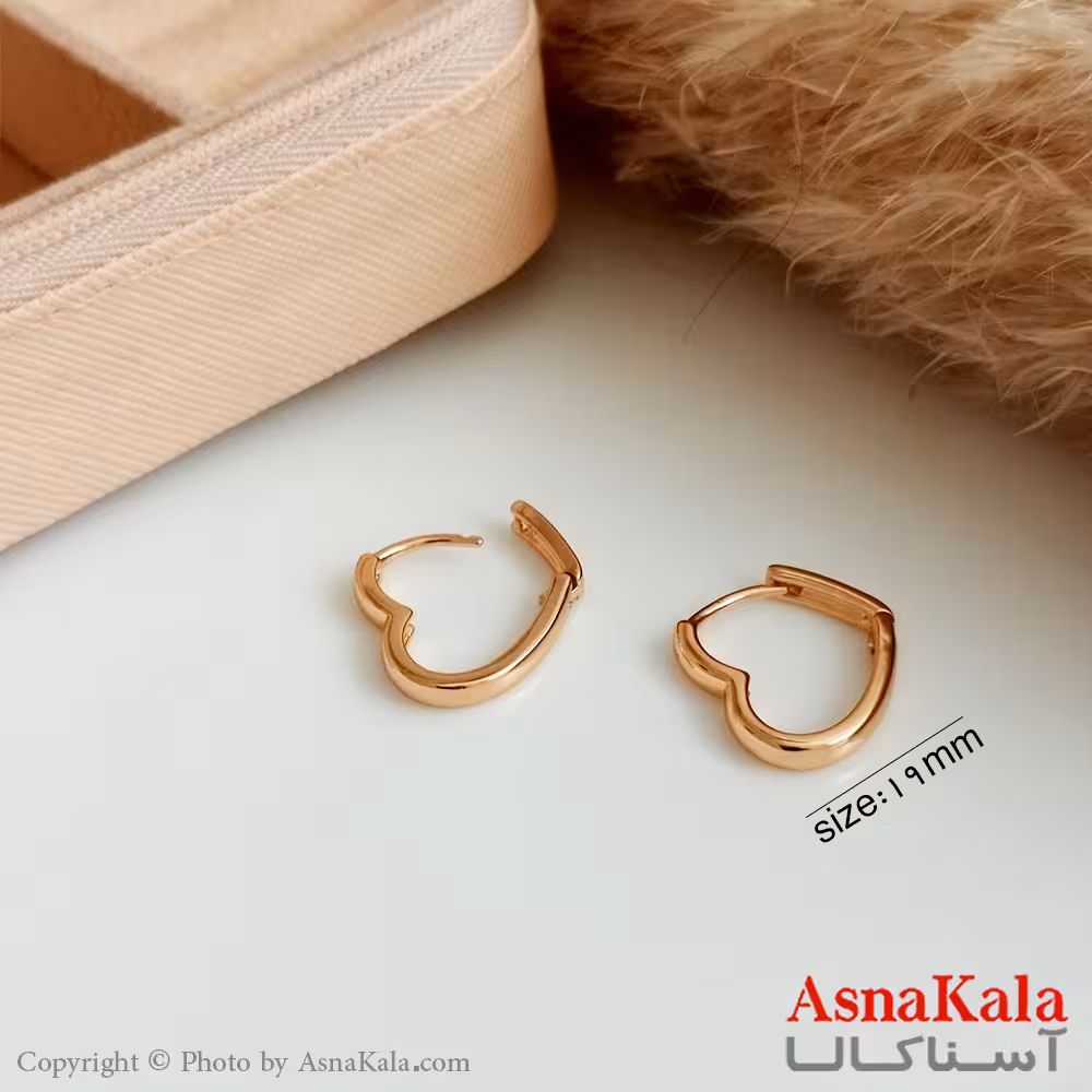گوشواره حلقه ای ژوپینگ زنانه طلایی قلب کد GSH15445W