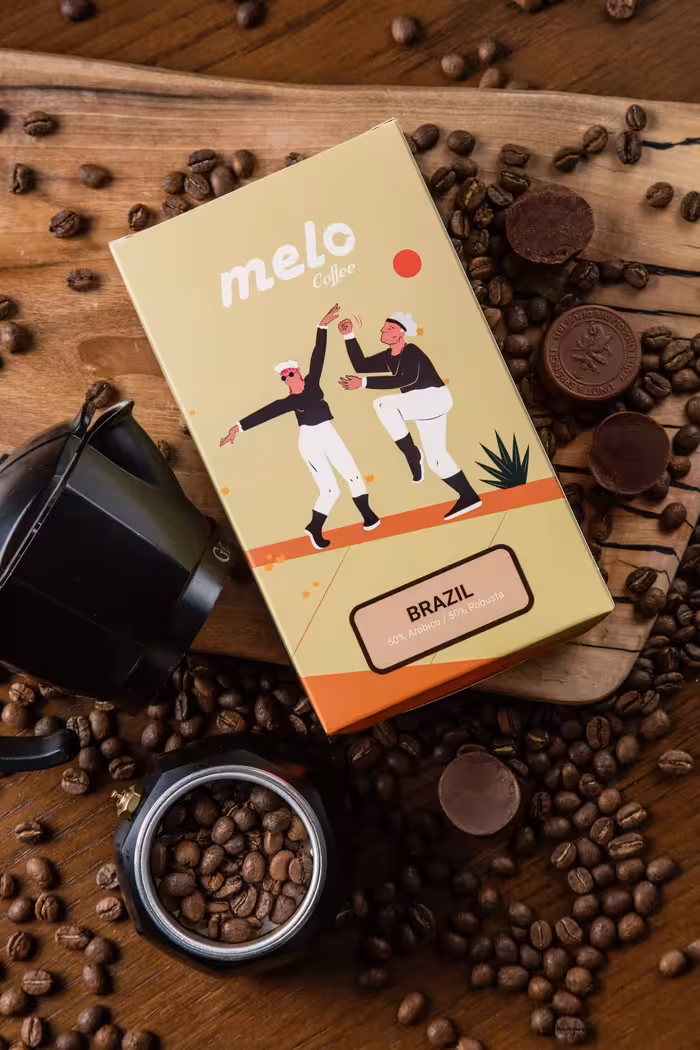 قهوه ملو مدل  برزیل 50 درصد عربیکا 50 درصد روبوستا (250 گرمی)