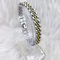 دستبند استیل رولکس دورنگ