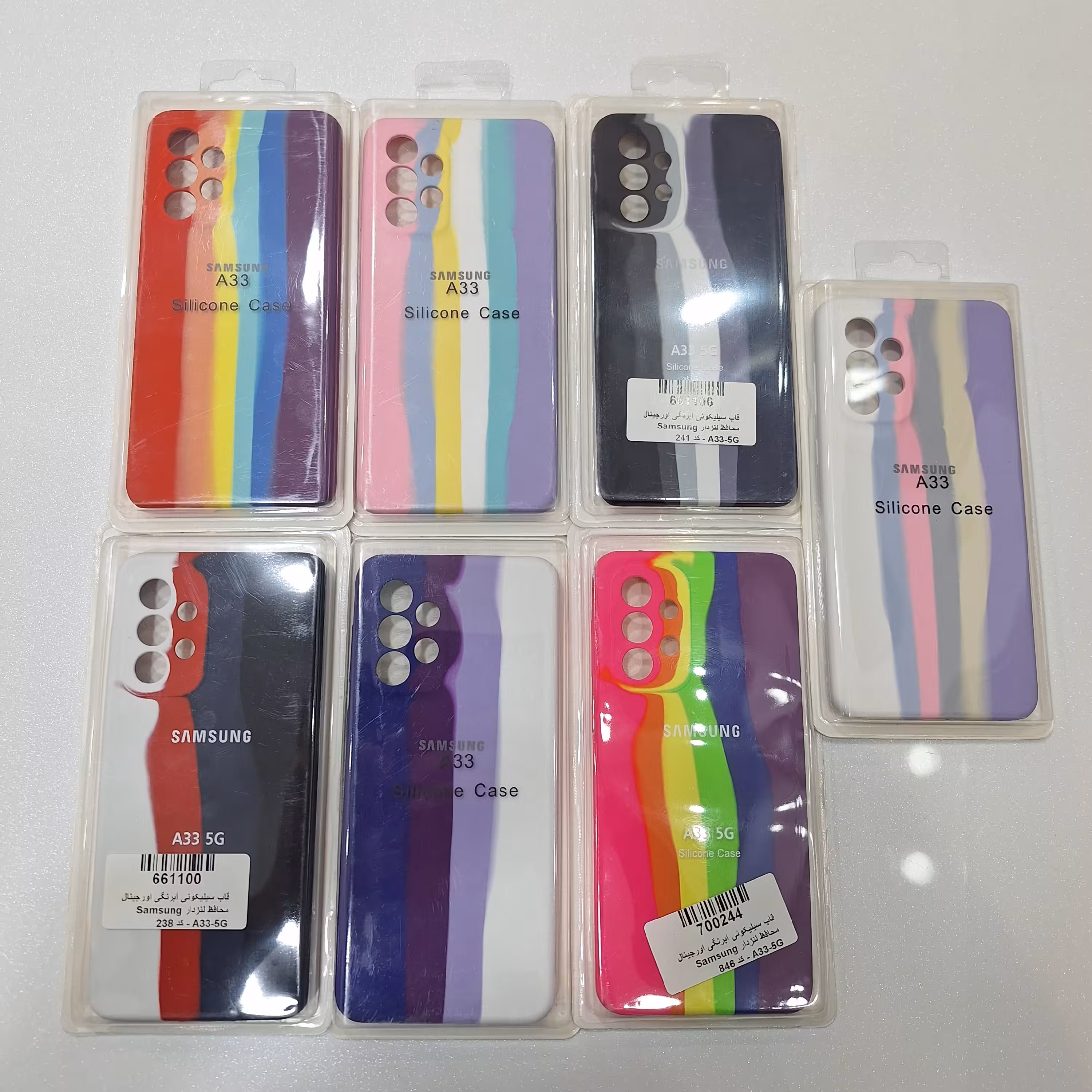 گارد و قاب سیلیکونی آبرنگی رنگین کمانی اورجینال پاک کنی مناسب برای گوشی A33