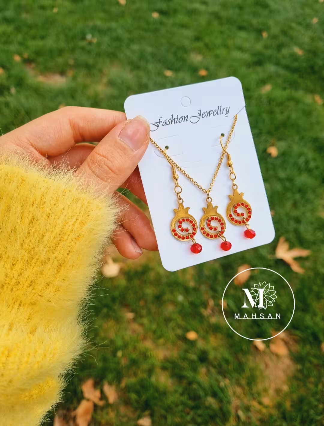 نیم ست انار نگین سرخ ارسال رایگان