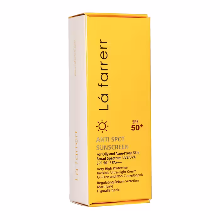 ضد آفتاب و ضد لک بی رنگ پوست های چرب و مستعد به آکنه ANTI SPOT SUNSCREEN OILY AND ACNE-PRONE SKIN SPF 50  LAFARRERRE