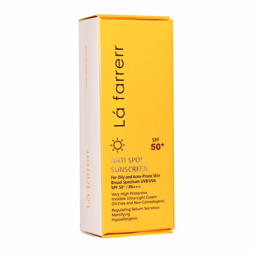 ضد آفتاب و ضد لک بی رنگ پوست های چرب و مستعد به آکنه ANTI SPOT SUNSCREEN OILY AND ACNE-PRONE SKIN SPF 50  LAFARRERRE
