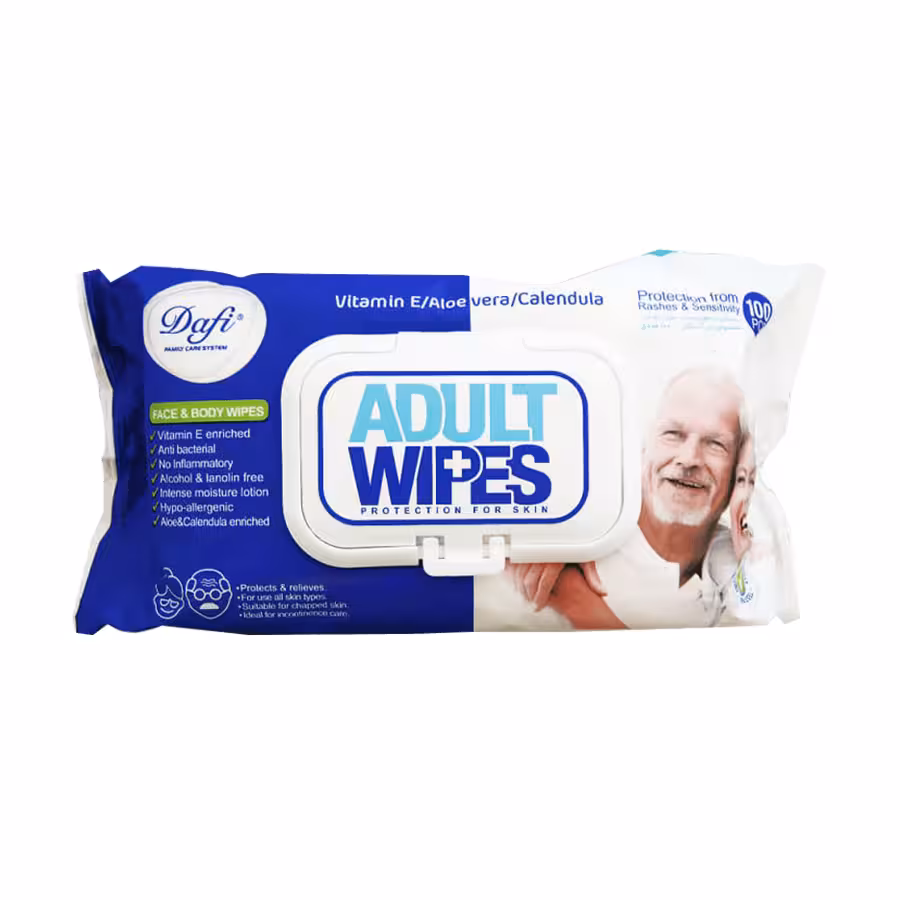 دستمال مرطوب دست، صورت و بدن بزرگسالان دافی 100 عدد