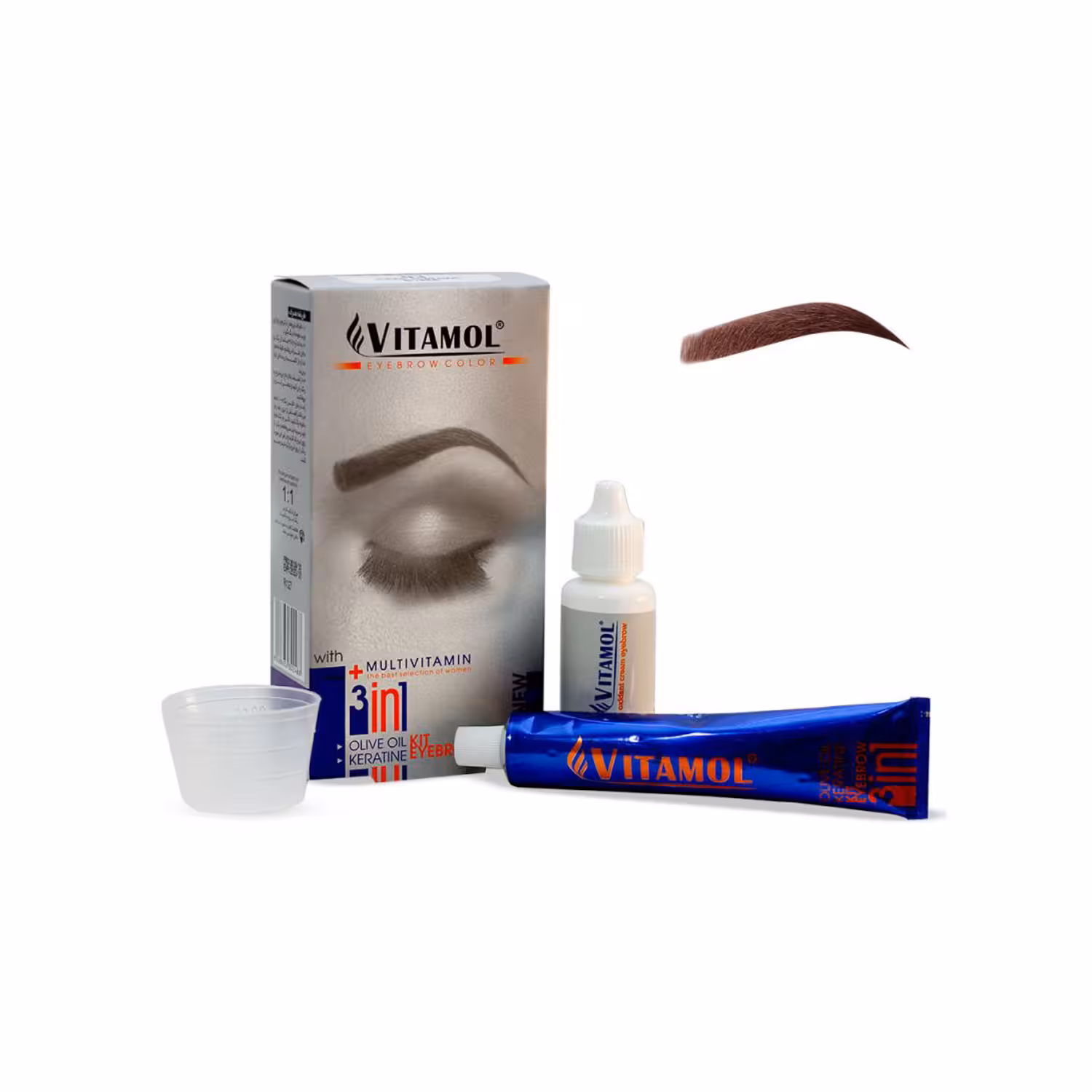 کیت رنگ ابرو ویتامول شماره K2 حجم 30 میلی لیتر رنگ کاپوچینو | Vitamol Eyebrow Color 30 ml No.K2