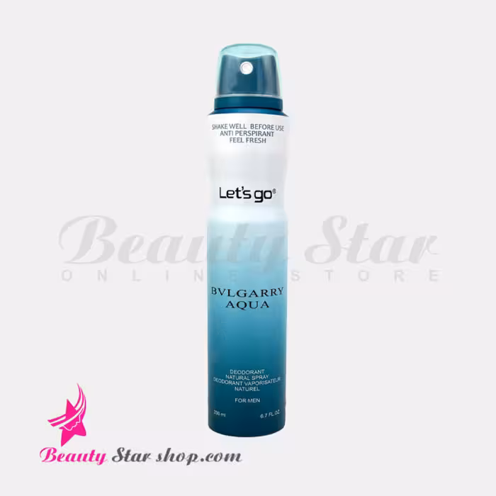 اسپری خوشبو کننده بدن مردانه لتس گو مدل Bvlgari Aqva Pour Homme حجم 200 میلی لیتر
