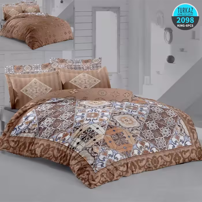 سرویس لحاف روتختی 2 نفره چاپی تنسل برند ترکاز(Turkaz) کد 2098