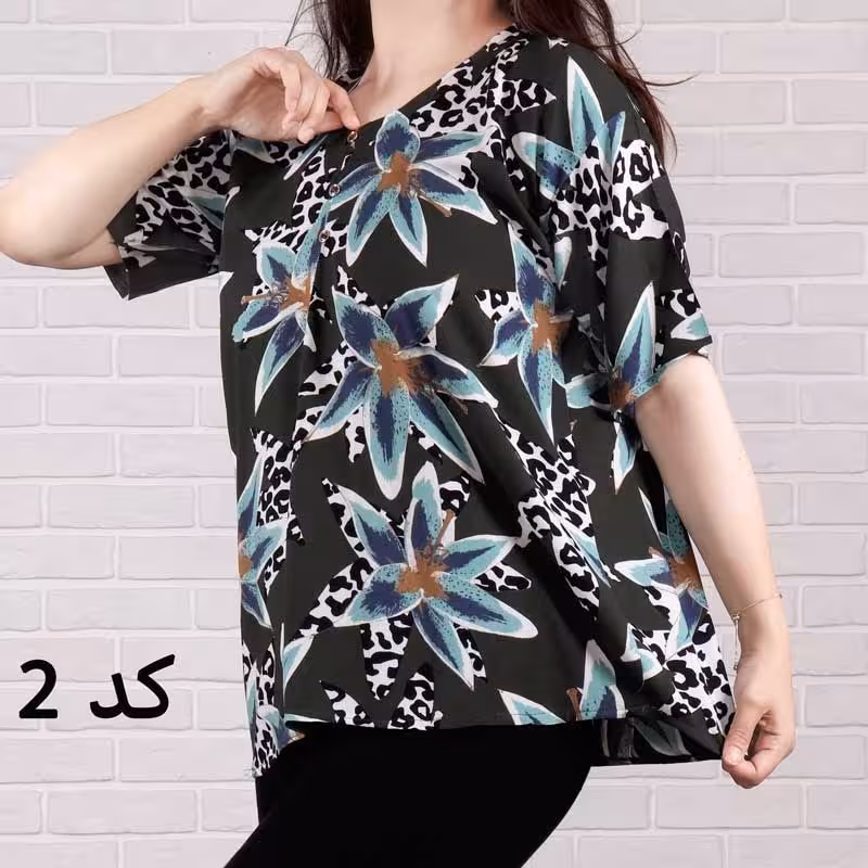 تونیک مجلسی سایز بزرگ تونیک سایز بزرگ تیشرت طرح دار شومیز مجلسی سایز 44 تا 54