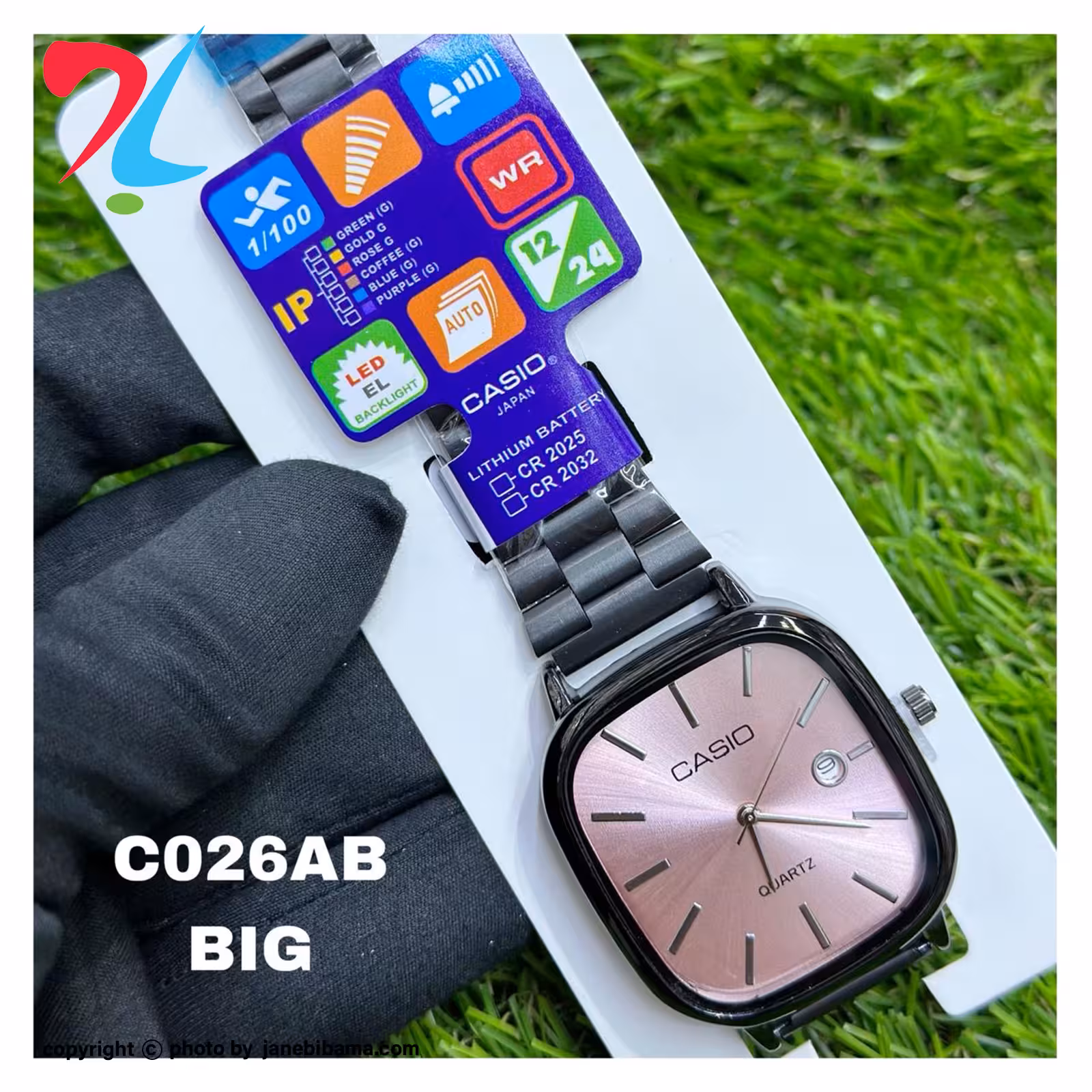 ساعت مچی کاسیو مدل 3298 بند استیل -بند مشکی صفحه صورتی