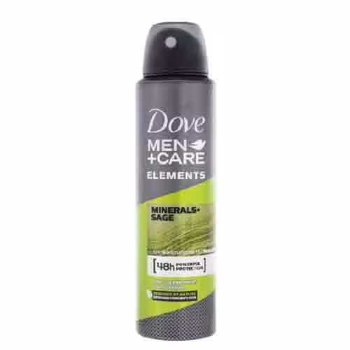 اسپری دئودرانت مردانه فرانسوی داو المنتس Dove – Mineral & Sage رایحه مواد معدنی و گیاه مریم گلی 150 میل