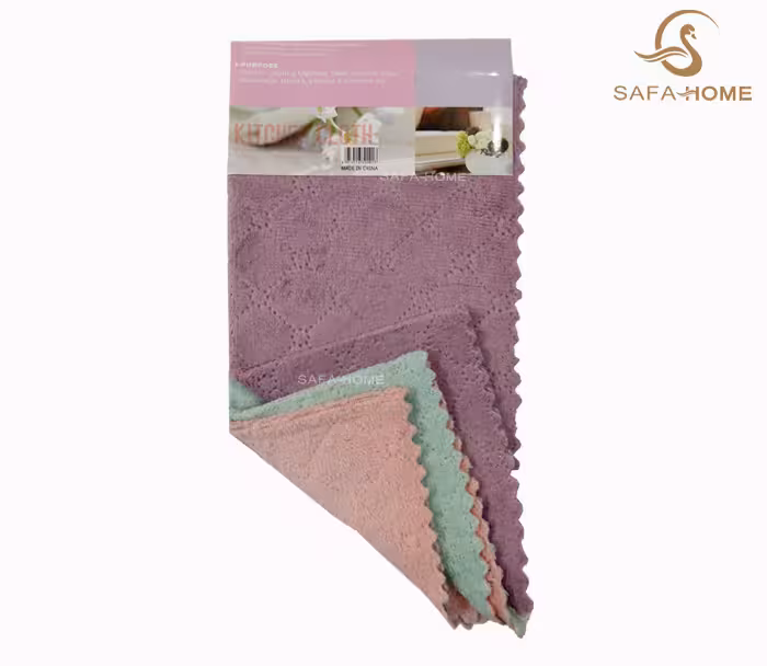 دستمال حوله آشپزخانه میکروفایبر ضربدری  3 عددی