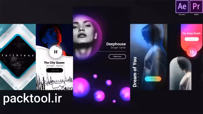 پروژه افتر افکت استوری اینستاگرام موزیک Instagram Unique Music Stories - پک تول