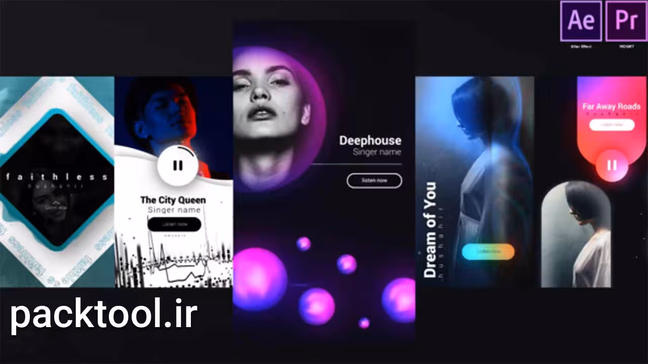 پروژه افتر افکت استوری اینستاگرام موزیک Instagram Unique Music Stories - پک تول