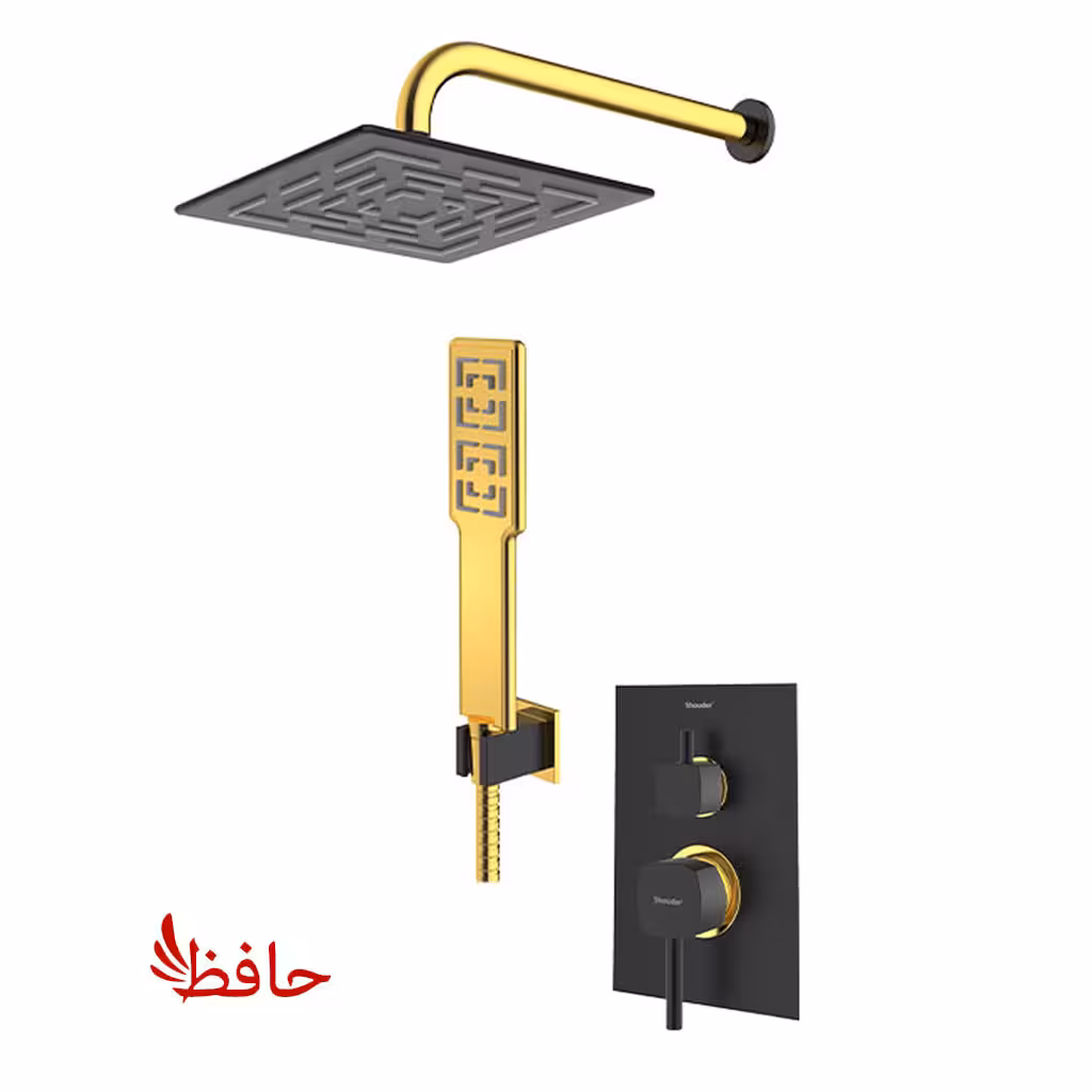 شیر حمام توکار شودر مدل رومر مشکی طلایی تیپ 3 BRASS
