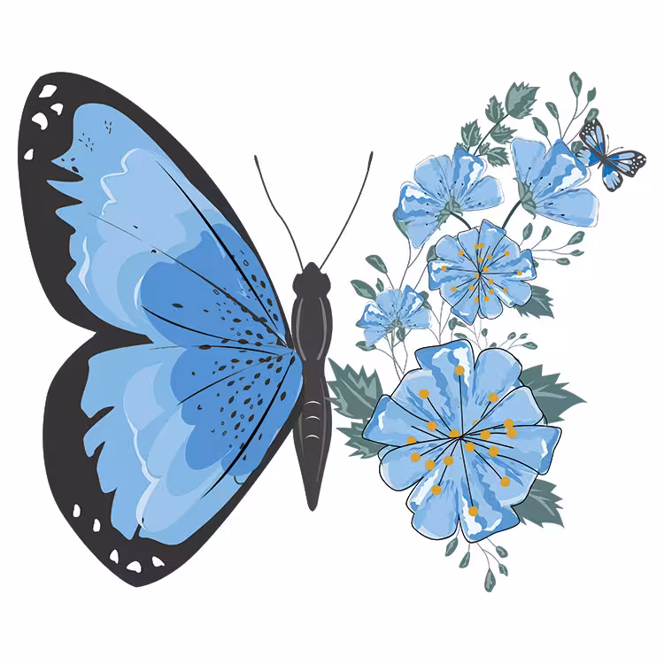 استیکر پارچه و لباس مدل دی تی اف طرح پروانه گل کد H20.62 مجموعه 3 عددی