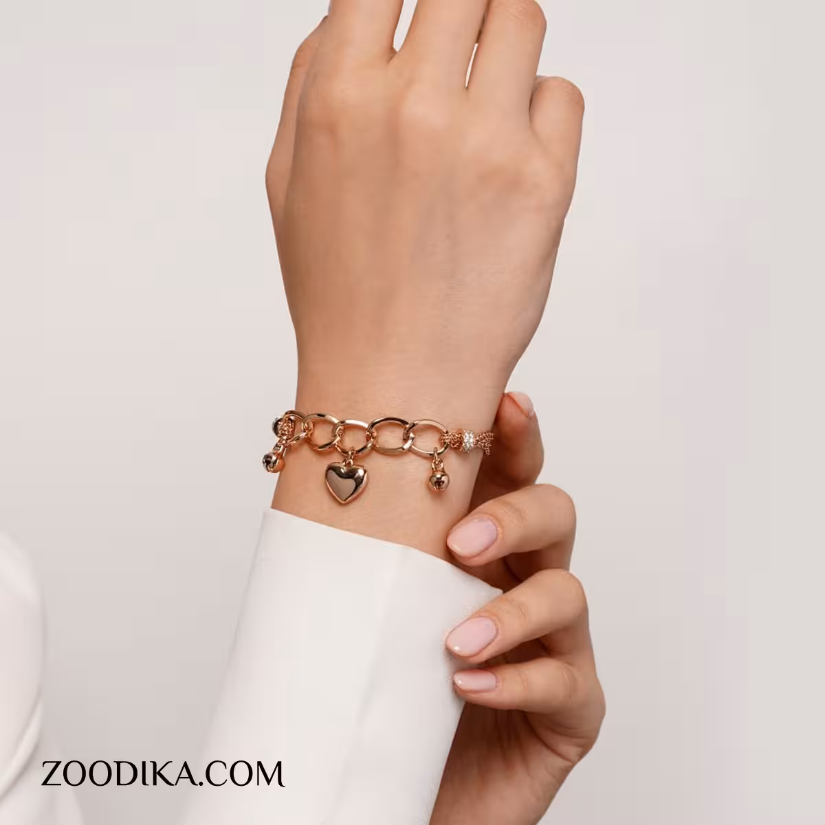 دستبند زنجیری ژوپینگ مدل قلب رنگ ثابت ضد حساسیت کد AAD-297