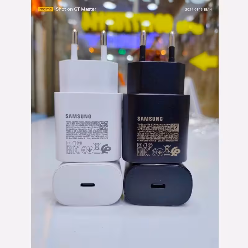 کله شارژ سامسونگ 15W PD اصلی در رنگهای سفید و مشکی آدابتور 15W PD