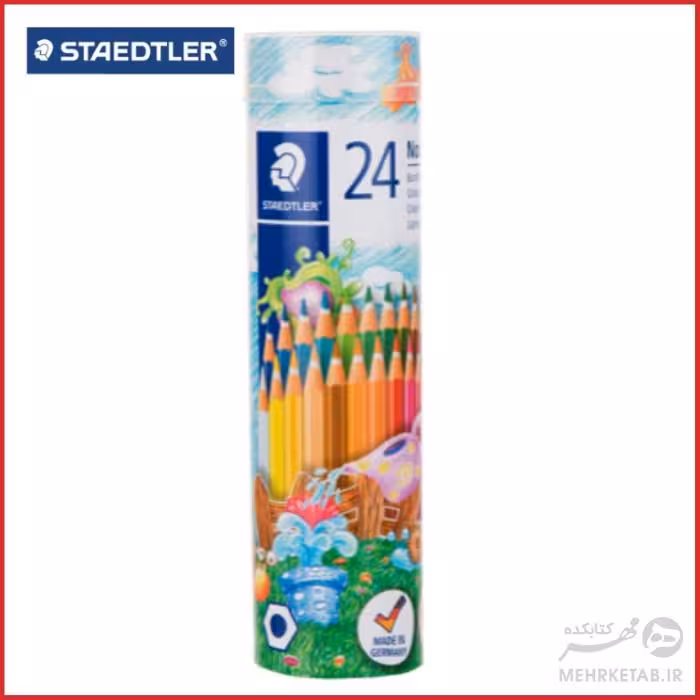 مداد رنگی جعبه فلزی استوانه ای استدلر-سری نوریس 24 رنگ
