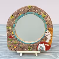 آینه دیواری و رومیزی سفالی گلس طرح دو