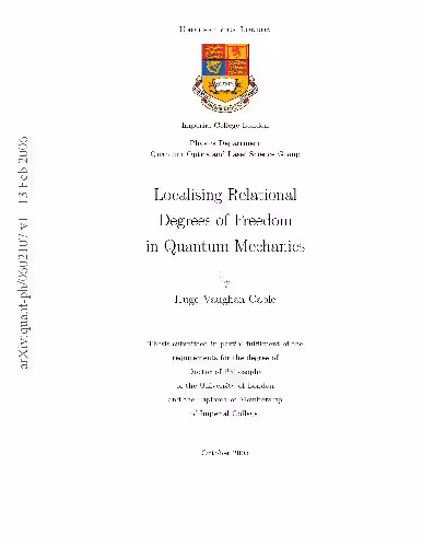 خرید و دانلود نسخه کامل کتاب Localising Relational Degrees of Freedom in Quantum Mechanics. Thesis