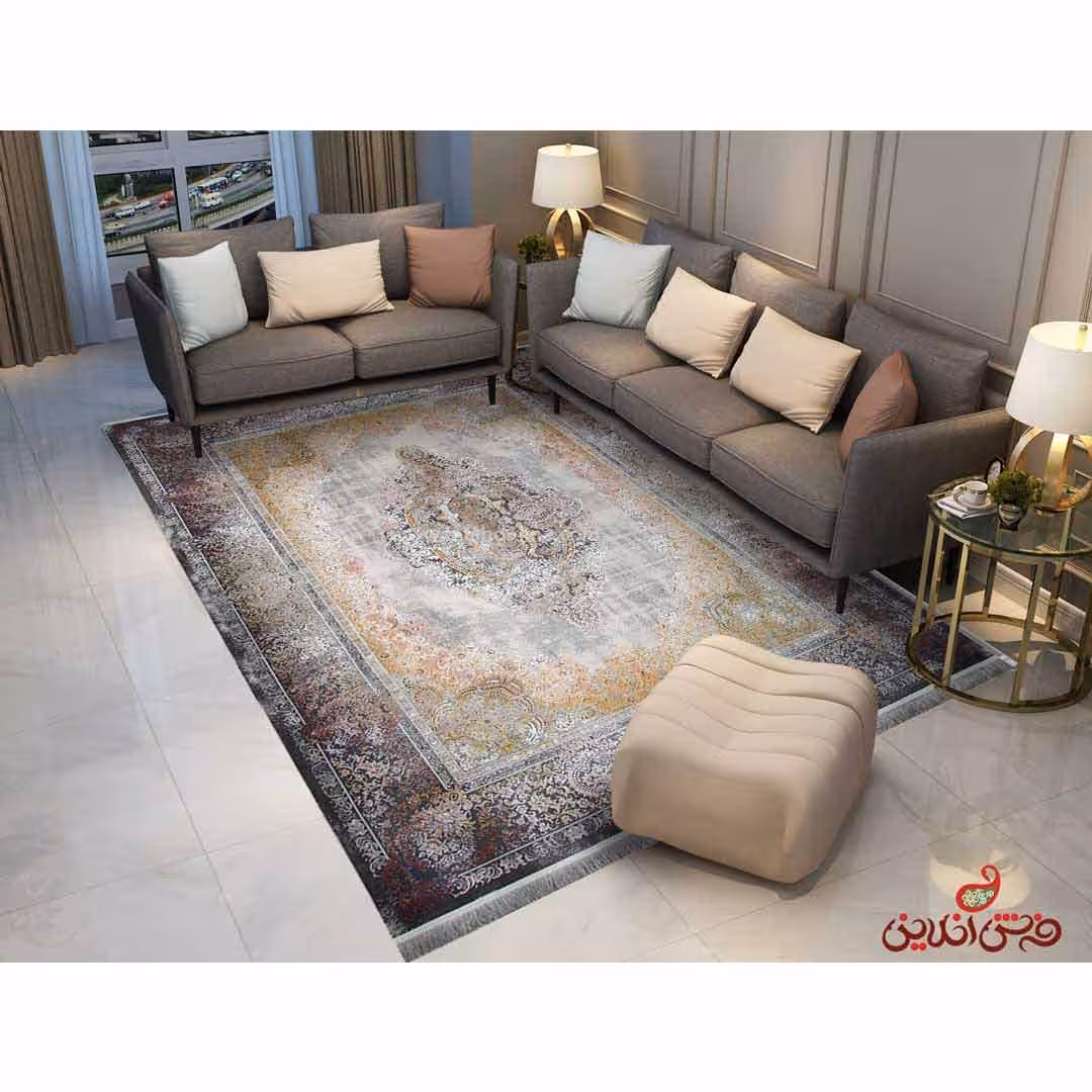 فرش ماشینی برلیان طرح مانیل زغالی
