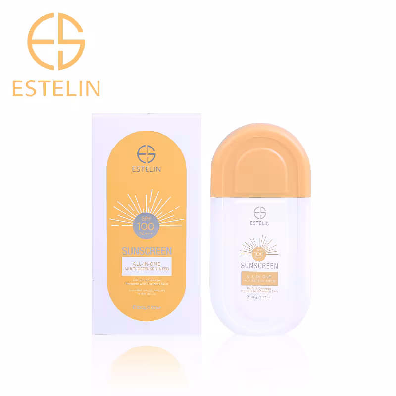 ضدآفتاب استلین رنگی ترمیم کننده و ضدپیری قوی مولتی دیفنس 100 گرم Estelin Sunscreen All-In-One Multi-Defense Tinted spf100    PA