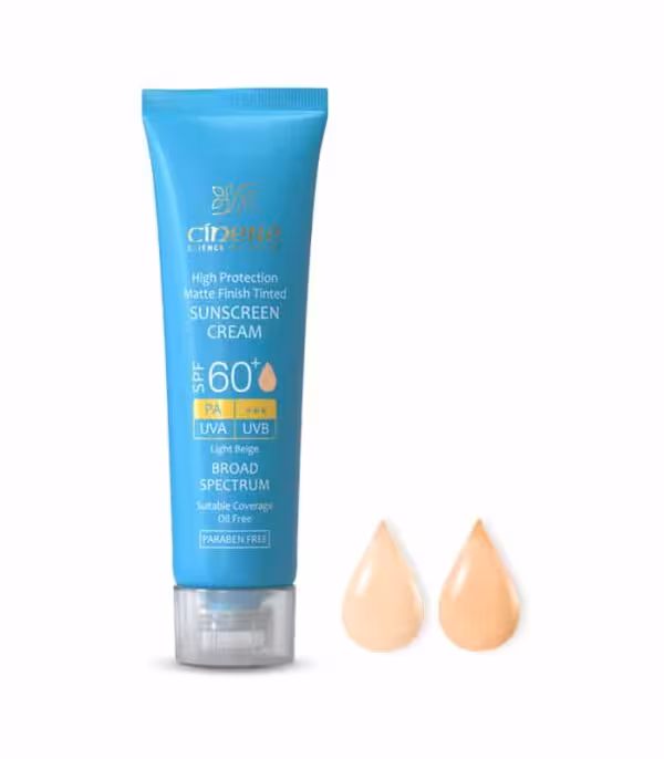 کرم ضد آفتاب رنگی SPF60 سینره فاقد چربی Cinere SPF60 Matte Tinted Sunscreen Cream
