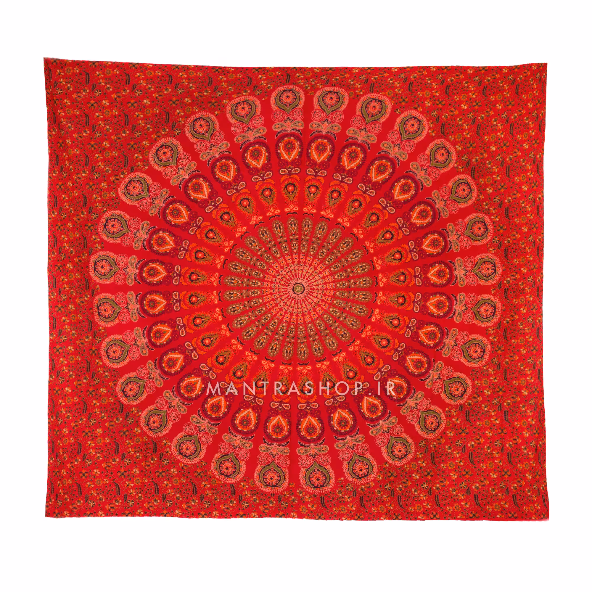بکدراپ تپستری هندی طرح ماندالا قرمز (روتختی دو نفره) کد 250