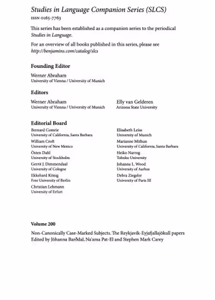 خرید و دانلود نسخه کامل کتاب Non-Canonically Case-Marked Subjects: The Reykjavík-Eyjafjallajökull papers