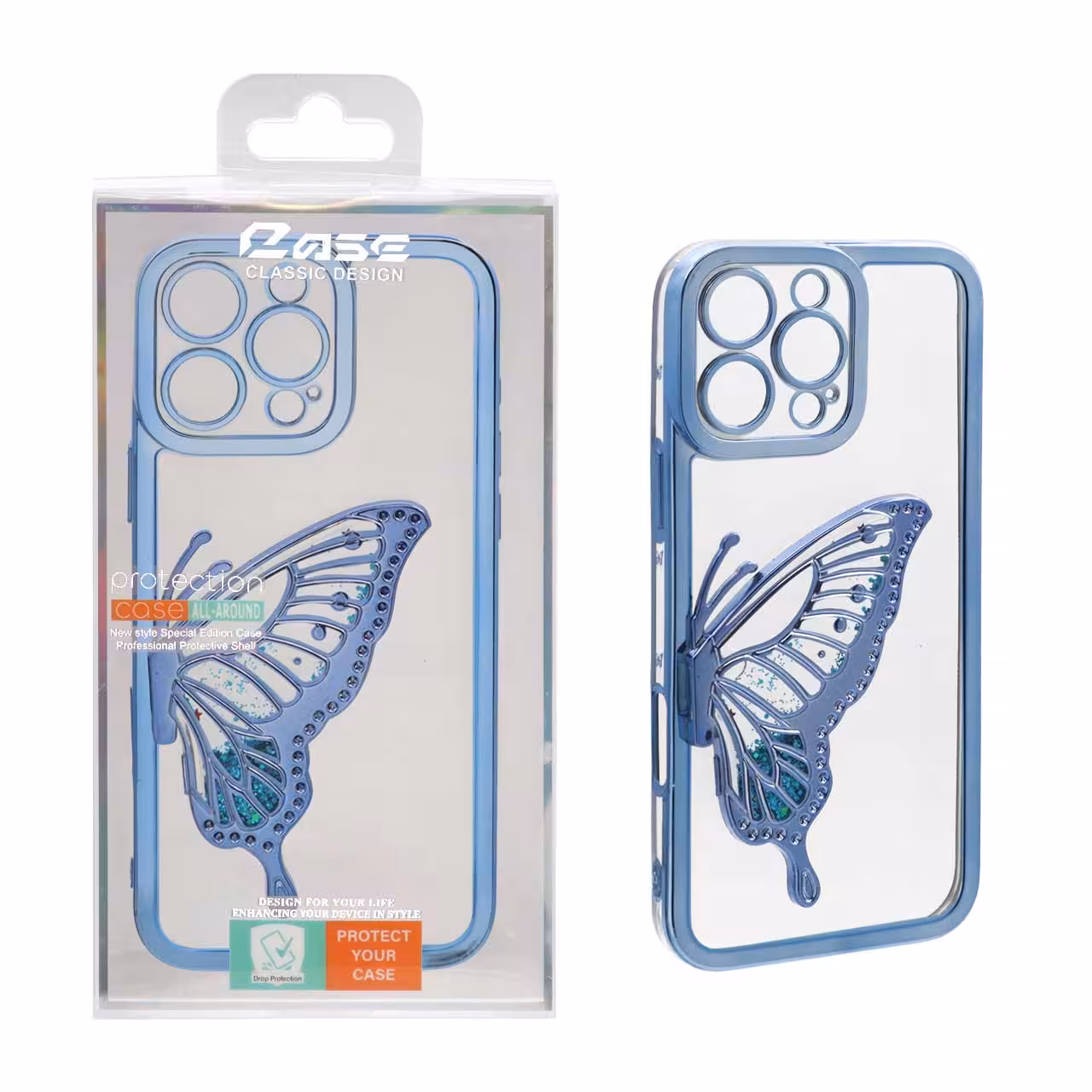 قاب Butterfly آکواریومی Apple iPhone 16 Pro Max - آبی (پک دار)