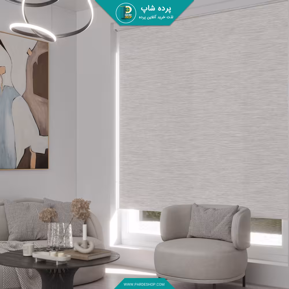 پرده شید طرح چوب رنگ طوسی روشن