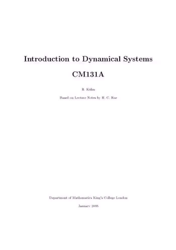 خرید و دانلود نسخه کامل کتاب Introduction to Dynamical Systems [Lecture Notes]