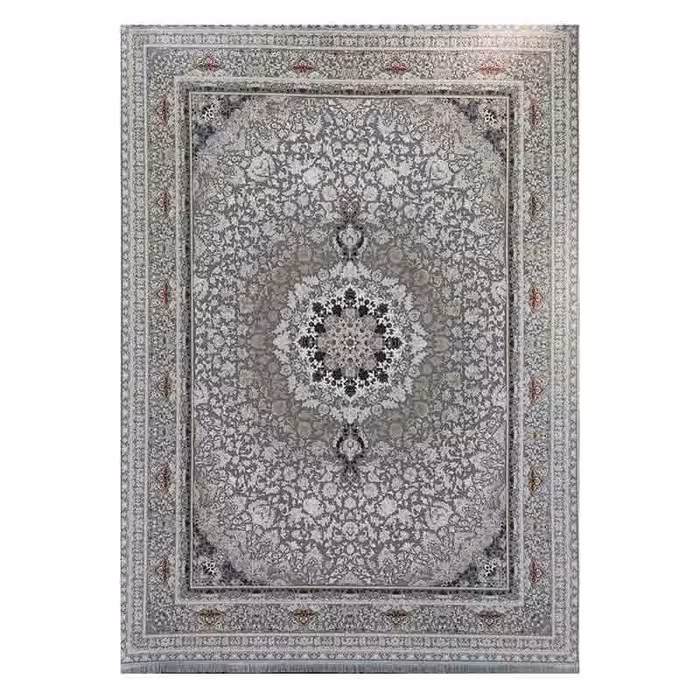 فرش گل برجسته 1200 شانه کاشان کد 530 زمینه دودی