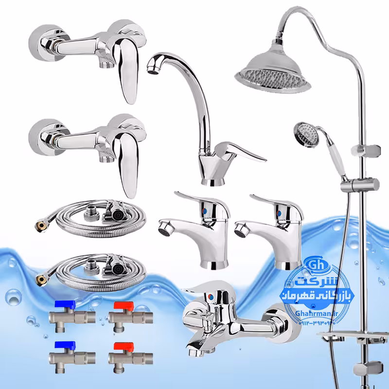 ست 13 عددی شیرآلات برند آیدا صنعت مدل قهرمان اردکی | شیر ظرفشویی   دو عدد شیر روشویی   شیر حمام   شیر توالت   علم دوش شیپوری   دو عدد شلنگ توالت   دو عدد شلنگ استیل   چهار عدد شیر پیسوار | کروم براق