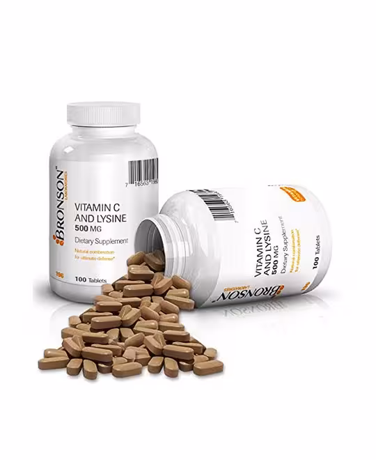 قرص ویتامین سی و لیزین 500 میلی گرم برونسون