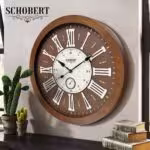 SCHOBERT شوبرت ساعت دیواری   چوبی یونانی 2 موتوره قهوه ای قطر 60  6121