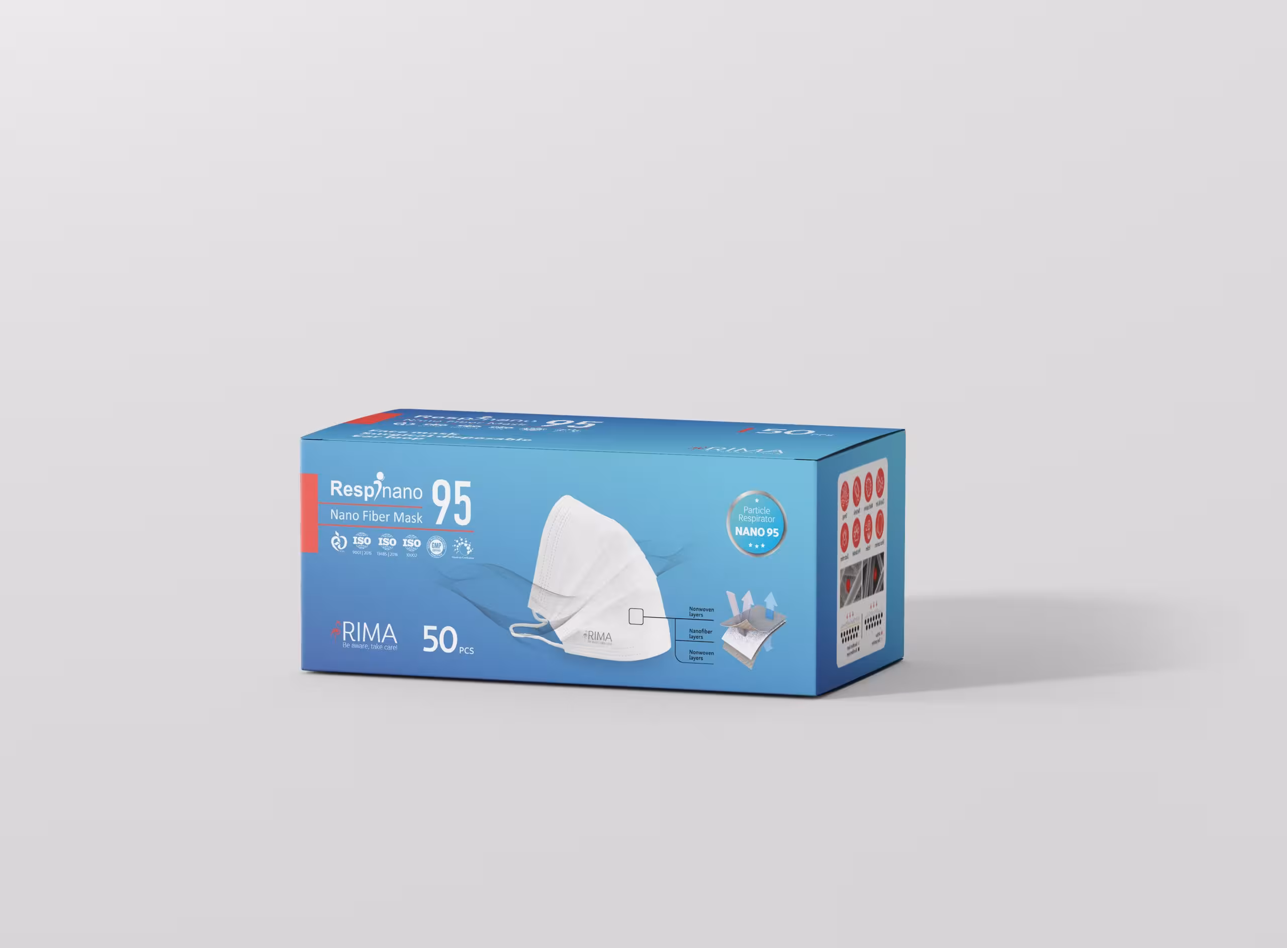 ماسک تنفسی پزشکی نانو 95 بسته 50 تایی