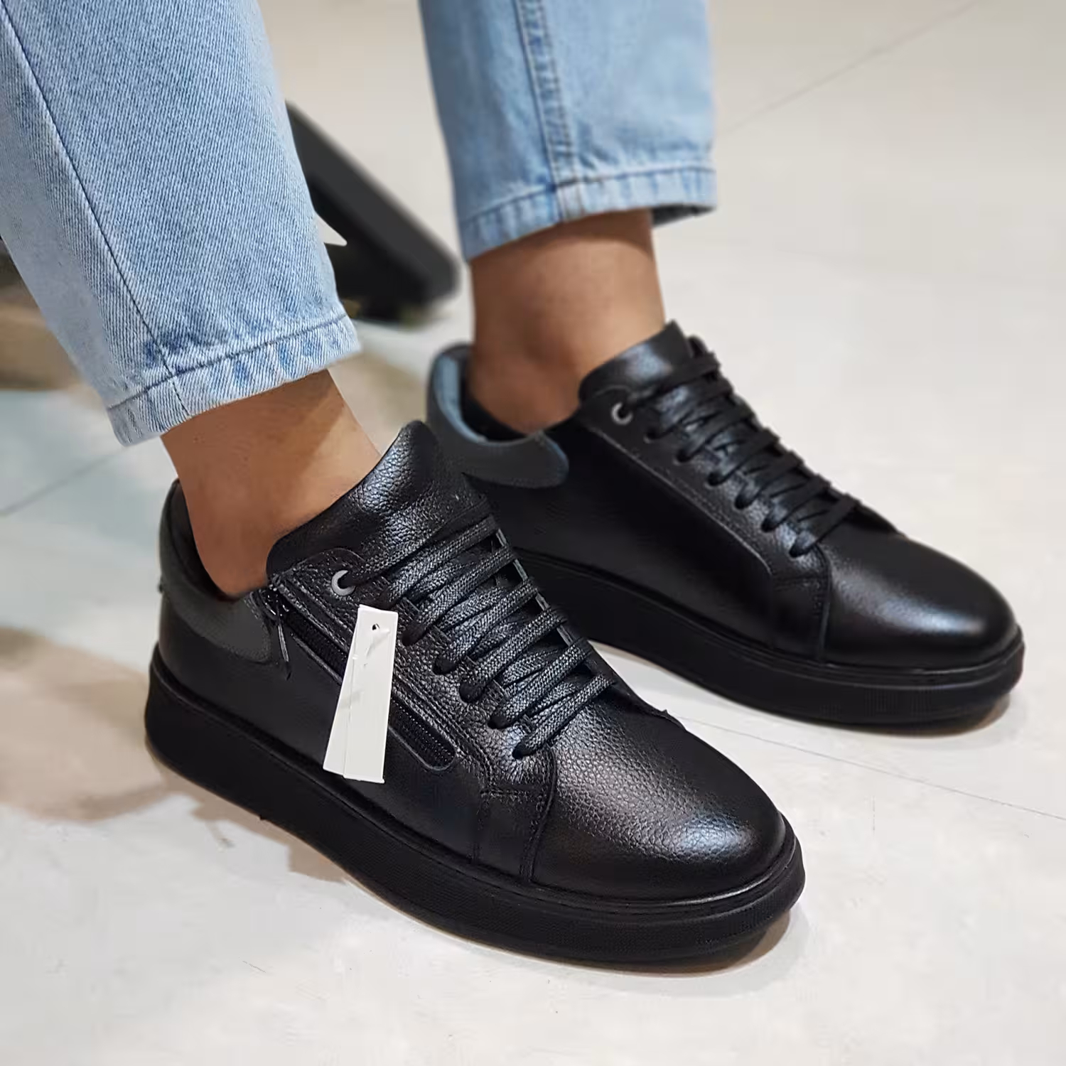 کفش چرم مردانه ونس کد VN018BK رنگ مشکی