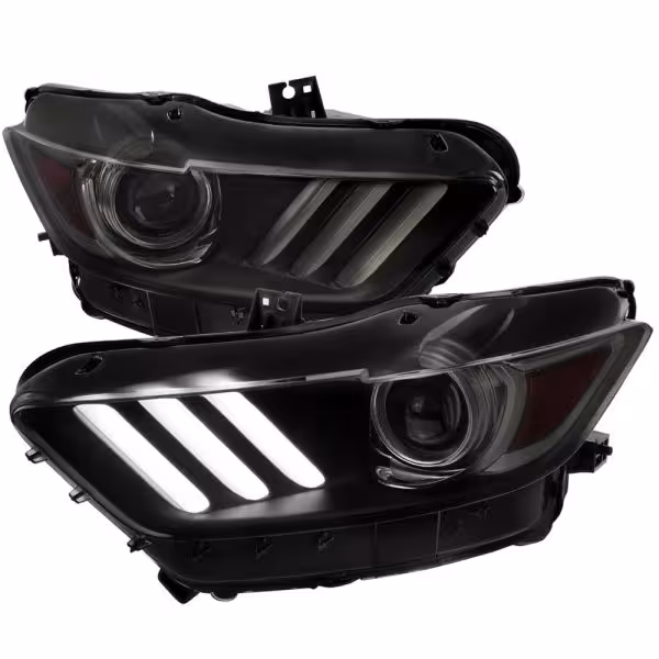 کیت چراغ جلوی موستانگ Spec-D 2015-2017 با چرخش متوالی LED - دودی