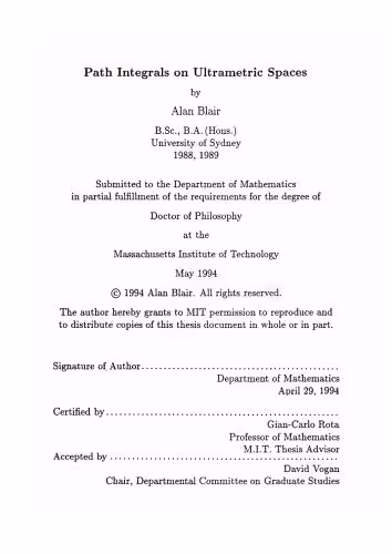 خرید و دانلود نسخه کامل کتاب Path integrals on ultrametric spaces