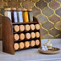 استند جا ادویه عمده مدل 05 راشین فندقی چوبی 15عددی شاتوت (پس کرایه)