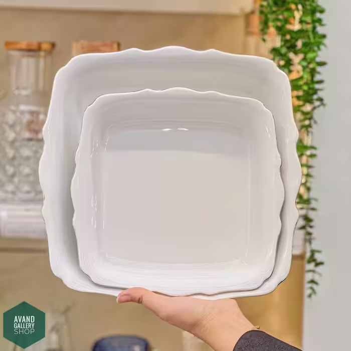 تابه چینی مربع لب طلا کنگره 796
