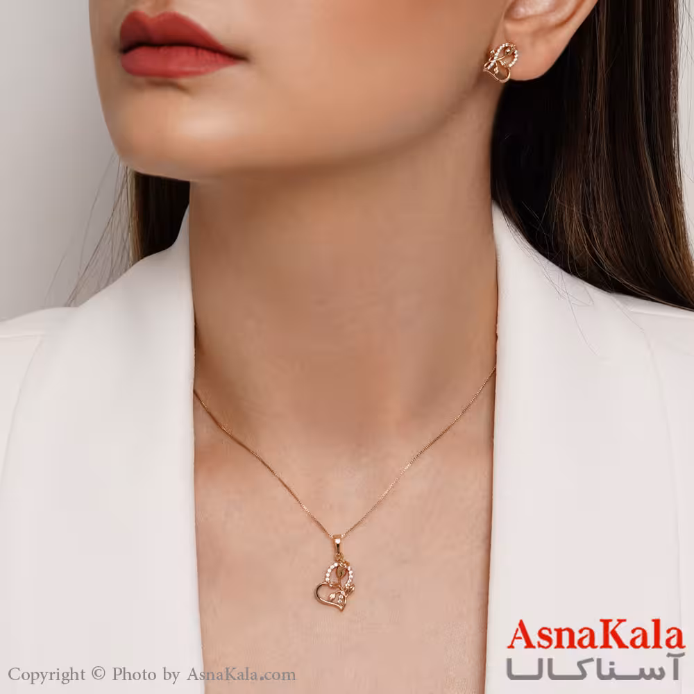 سرویس ژوپینگ زنانه مدل قلب و گل نگین دار کد NIM14109W