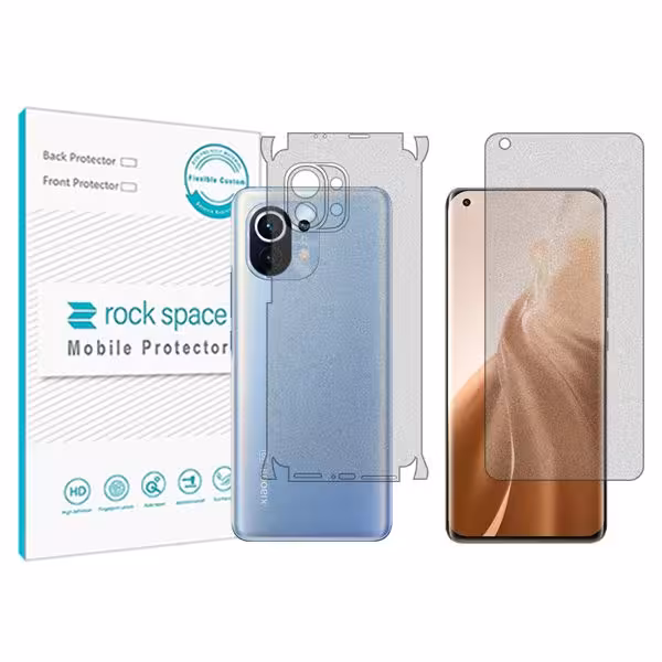 گلس صفحه نمایش و پشت گوشی شیائومی 11 مدل نانو هیدروژل مات برند راک اسپیس کد SS