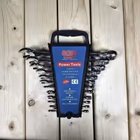 آچار یکسر رینگ یکسر تخت 12 عددی باس جنس کروم وانادیوم استیل مدل 12pcs