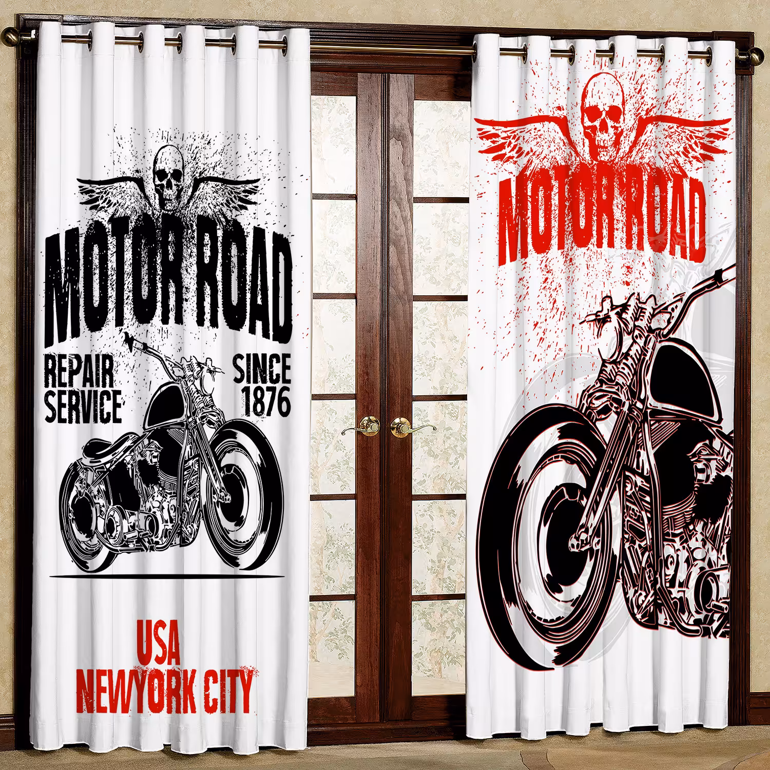     پرده مدل طرح دار موتور مخمل پانچی کد 1059L سایز 140x280 سانتی متر