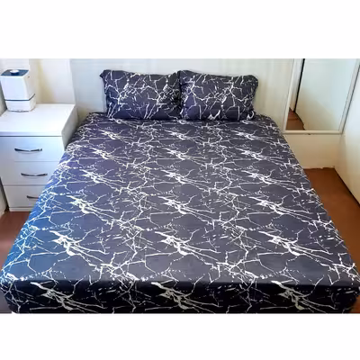 سرویس ملحفه مدل کشدار ni05015 طرح مرمر کد 160 2 نفره 3 تکه